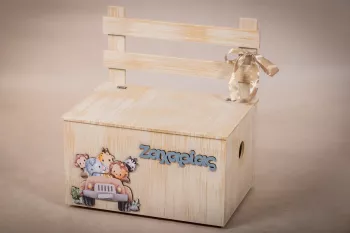 Ξύλινο Παγκάκι Βάπτισης με Αποθηκευτικό Χώρο Vintage